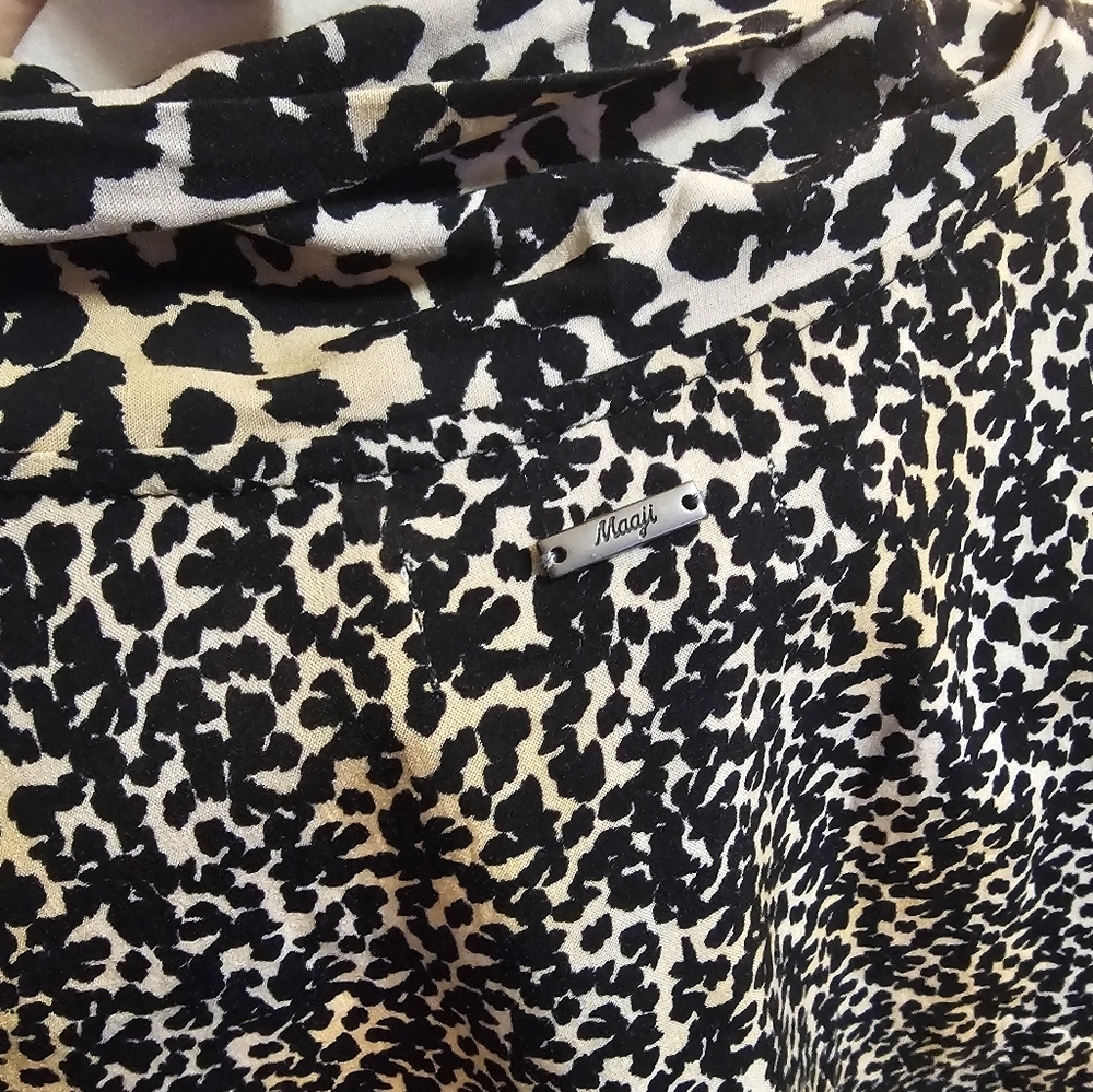 Maaji Black Cream Animal Print Casual Bell Sleeve Boho Casual Cardigan Large - Picture 8 of 9